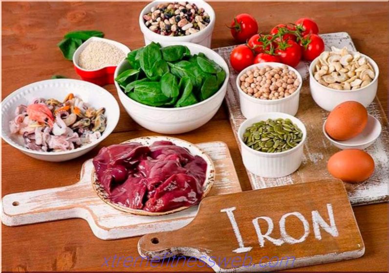 products containing iron in large quantities, table